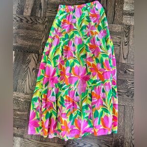 Flying Tomato Pink Tiered A-Line Maxi Skirt Resort Wear